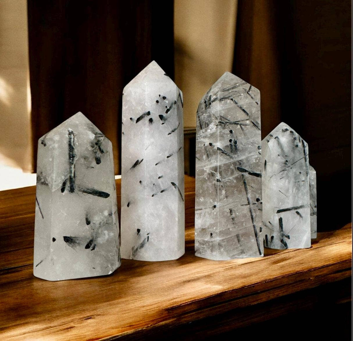 Tourmalinated Quartz Tower with Black Tourmaline: Product Only