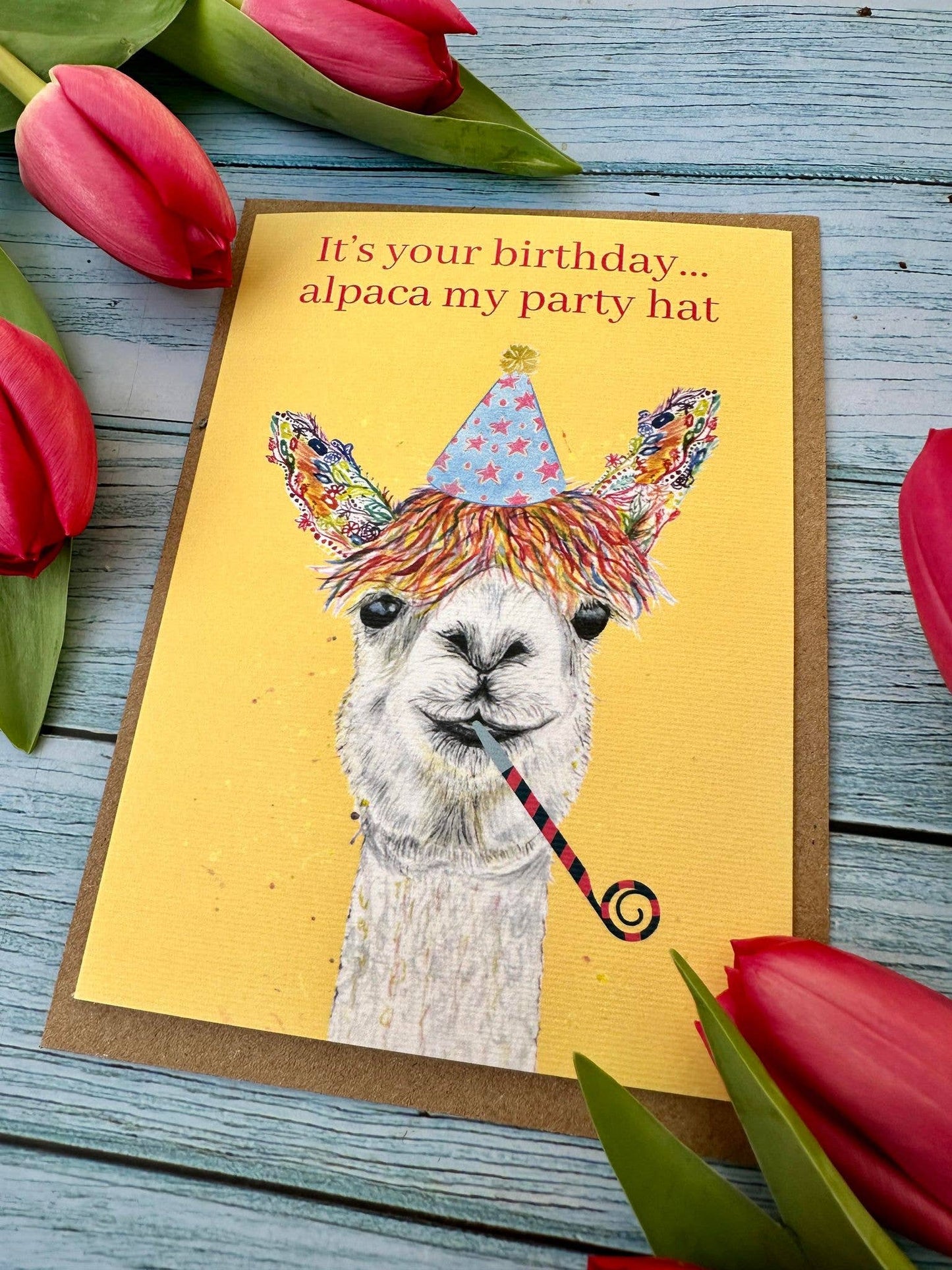 Alpaca Birthday |  Eco Friendly Card Cute Colourful Farm: NAKED