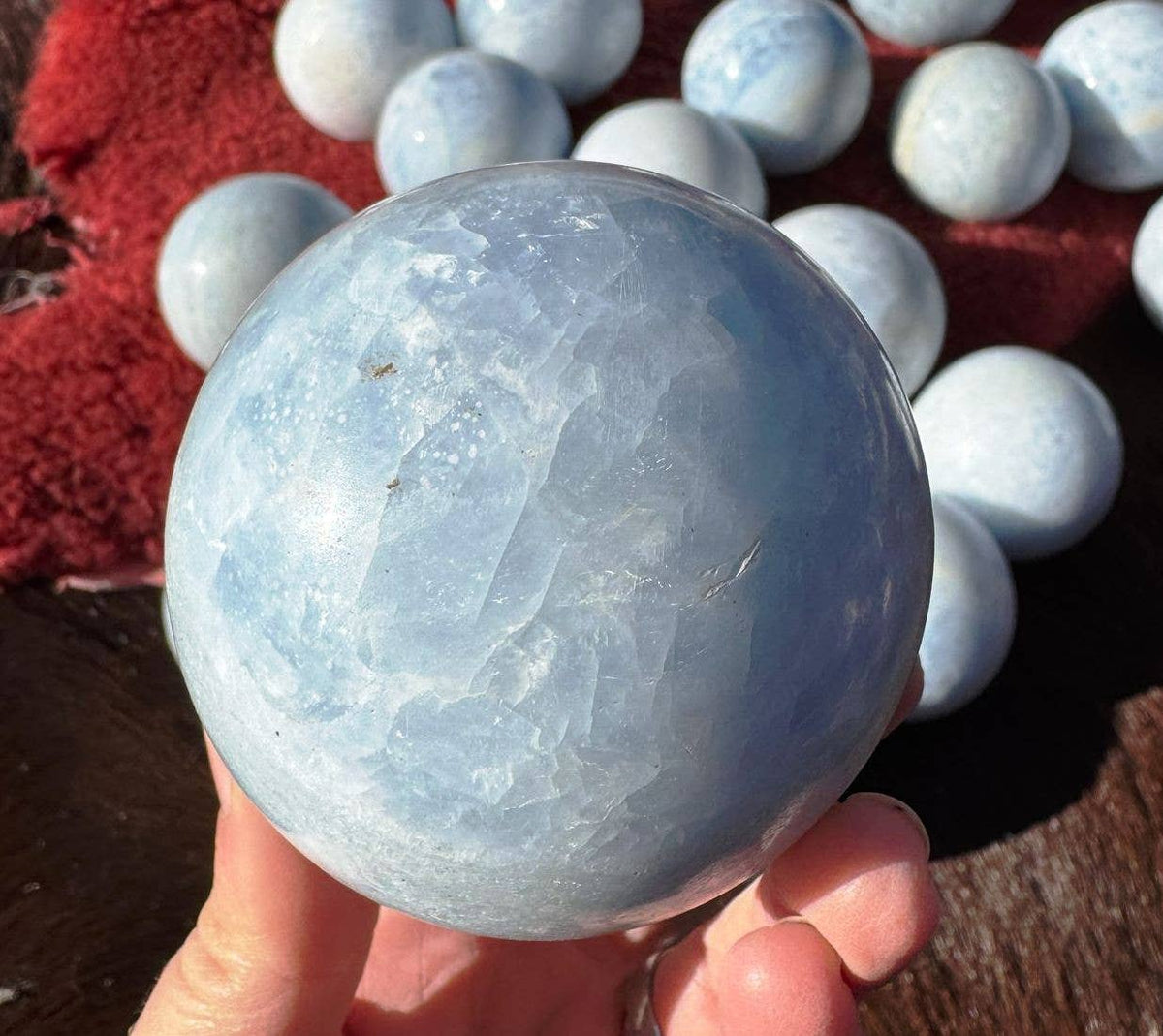 Blue calcite sphere 5-8cm gemstone ball blue crystal orb Elf: 7+cm