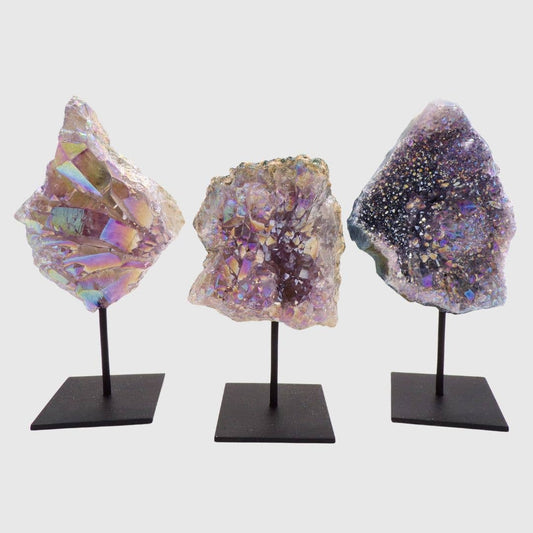 Angel Aura Amethyst Druze on Metal Stand