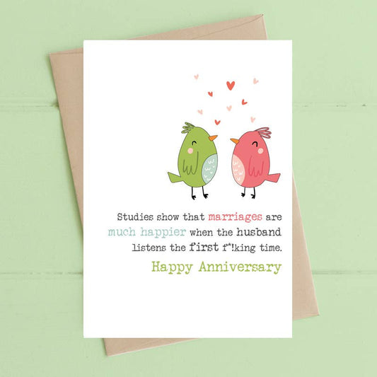 Anniversary - When Husband Listens - Greetings Card