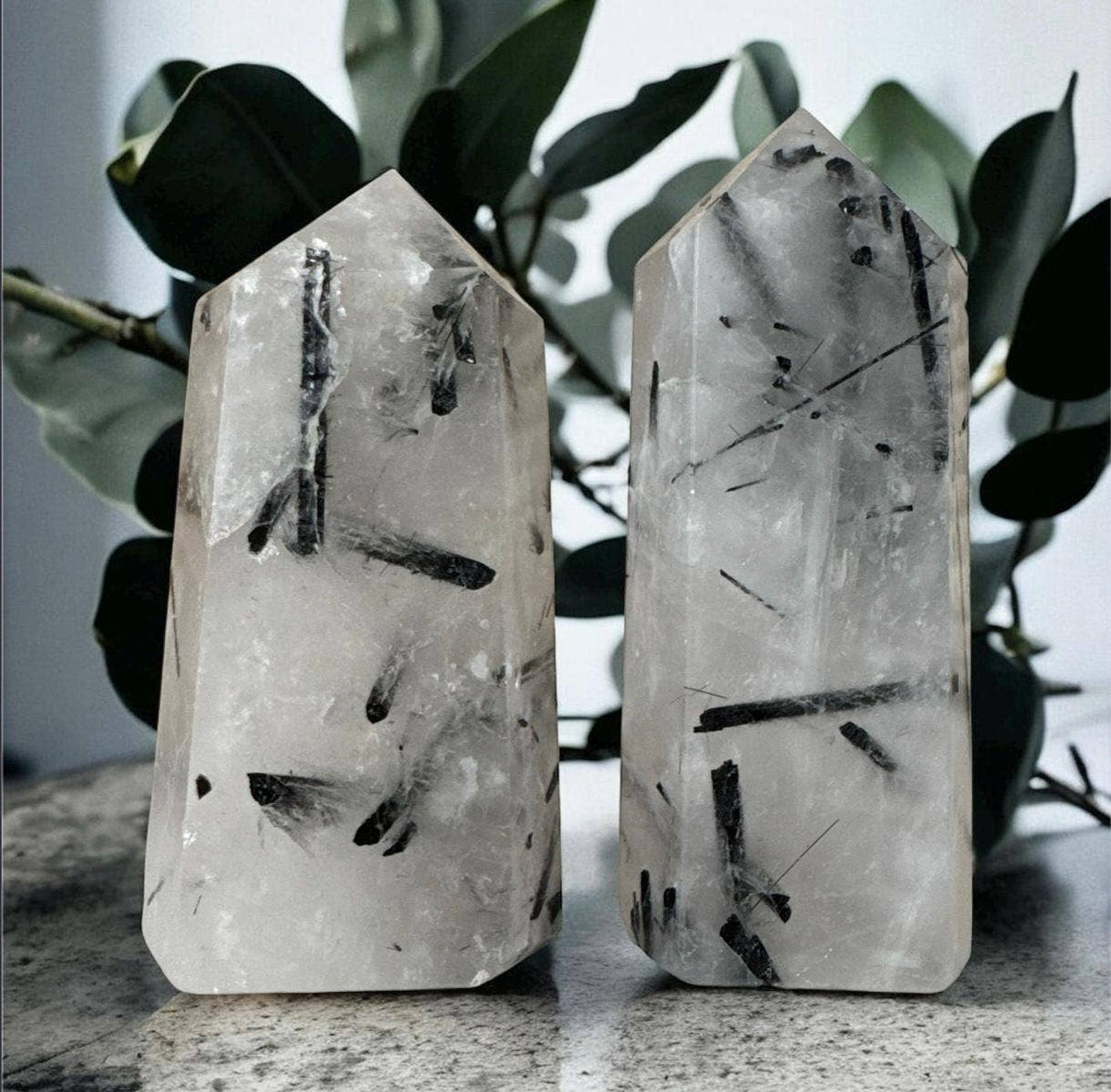 Tourmalinated Quartz Tower with Black Tourmaline: Product Only