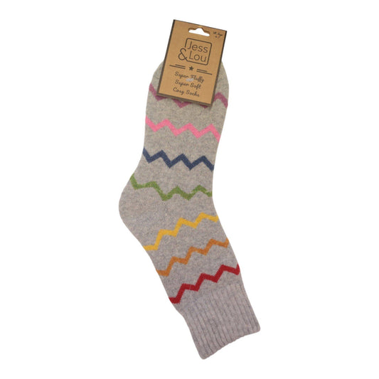 Grey Zig-Zag Cosy Socks SL871