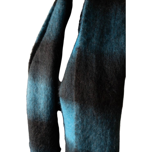 Blue & Black Checked Chunky Winter Scarf SW802