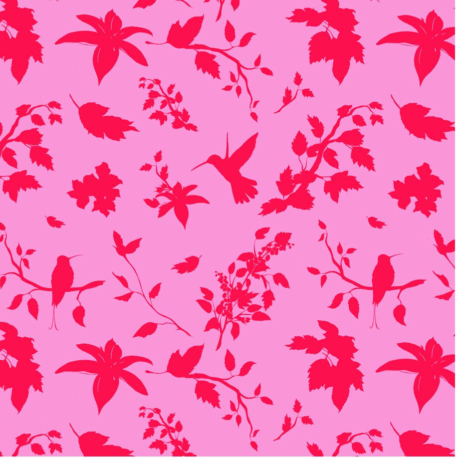 Eco-friendly Birds Blooms FSC™ roll wrap paper (12) Spring: Pink Hummingbird