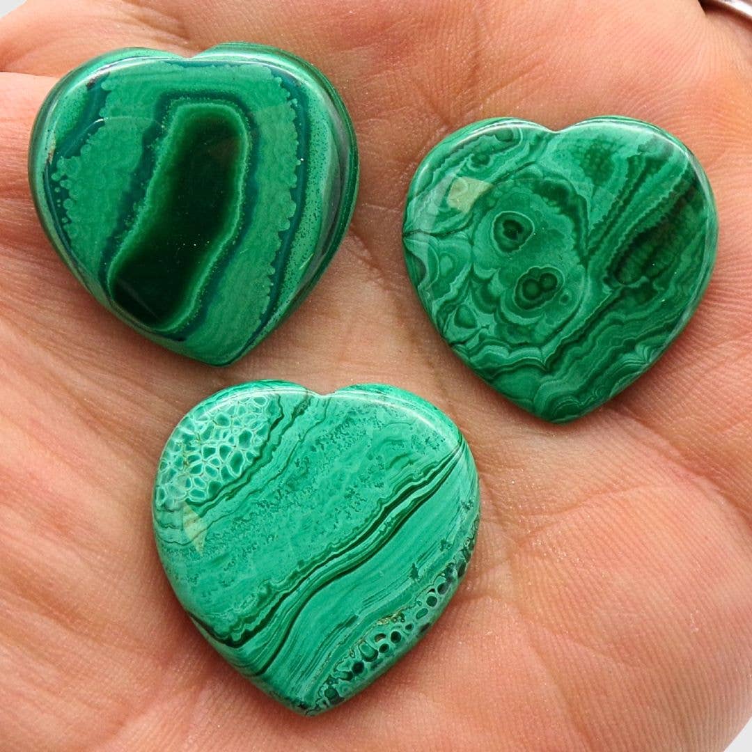 Malachite Flat Polished Heart (Appr 28mm)