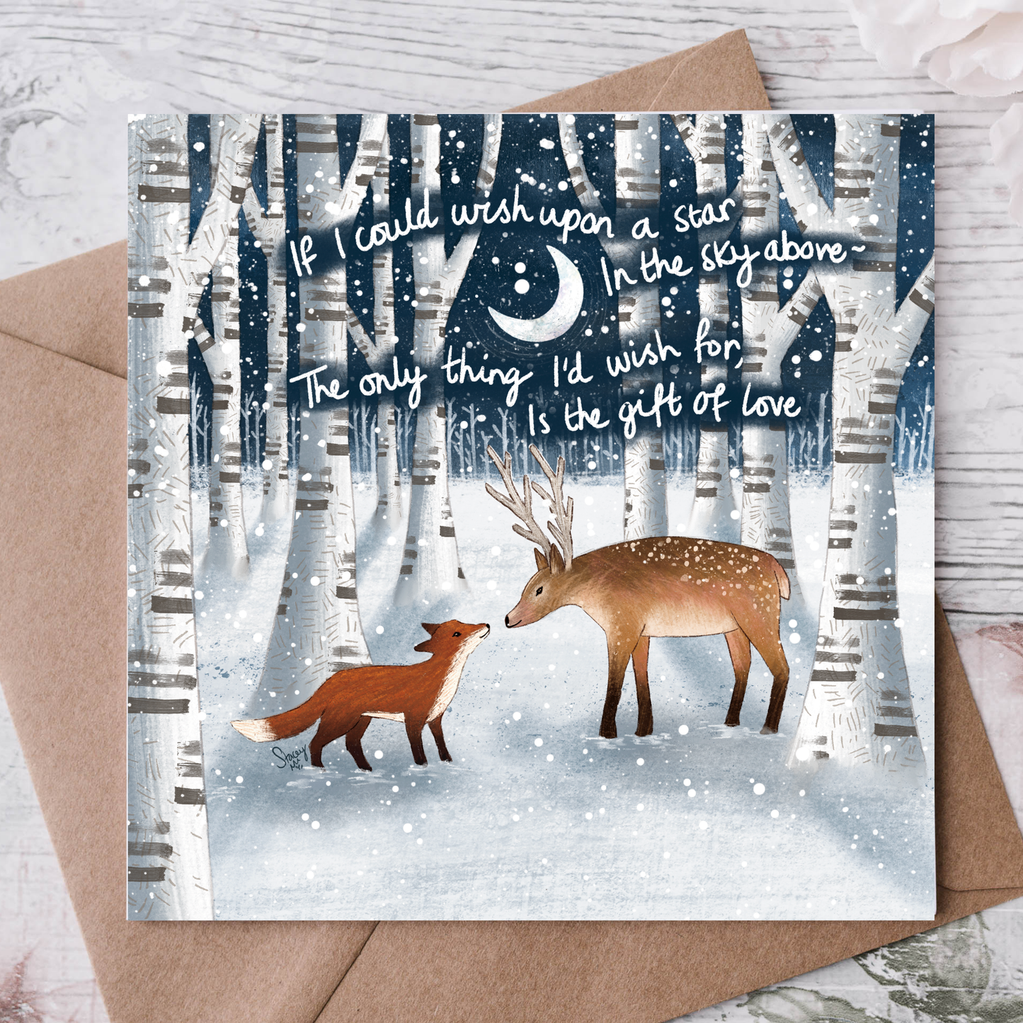 "The Gift Of Love" - Christmas Card by Fox Under The Moon