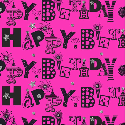 Eco-friendly FSC™ Biodegradable Glitter Party roll wrap 12s: Pink Birthday