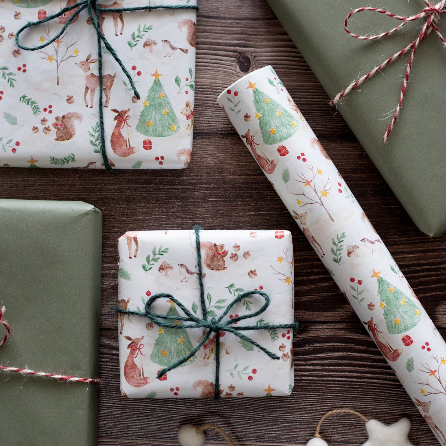 5m roll of Christmas Animal Recycled Wrapping Paper Festive