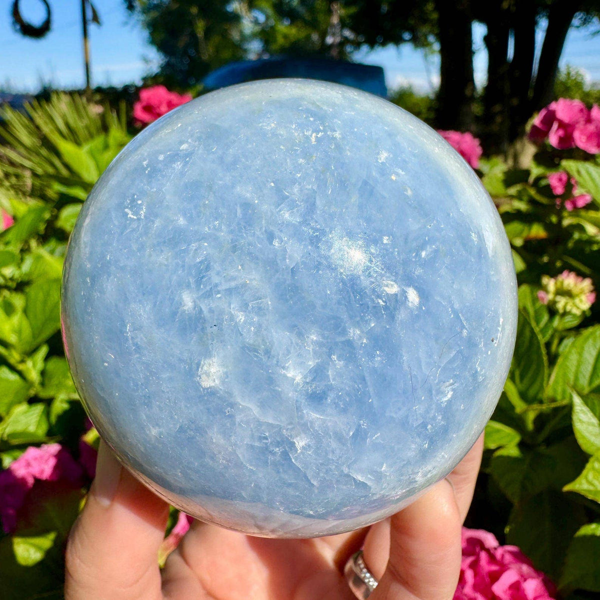 Blue calcite sphere 5-8cm gemstone ball blue crystal orb Elf: 7+cm