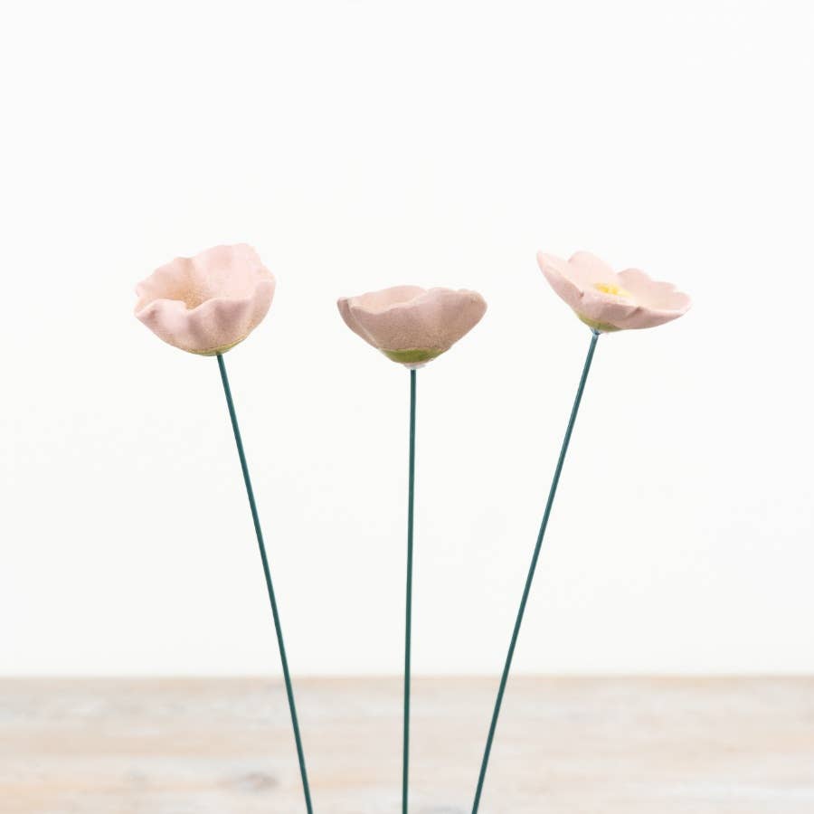 3/A Pink Poppy Flower Stake, 28cm