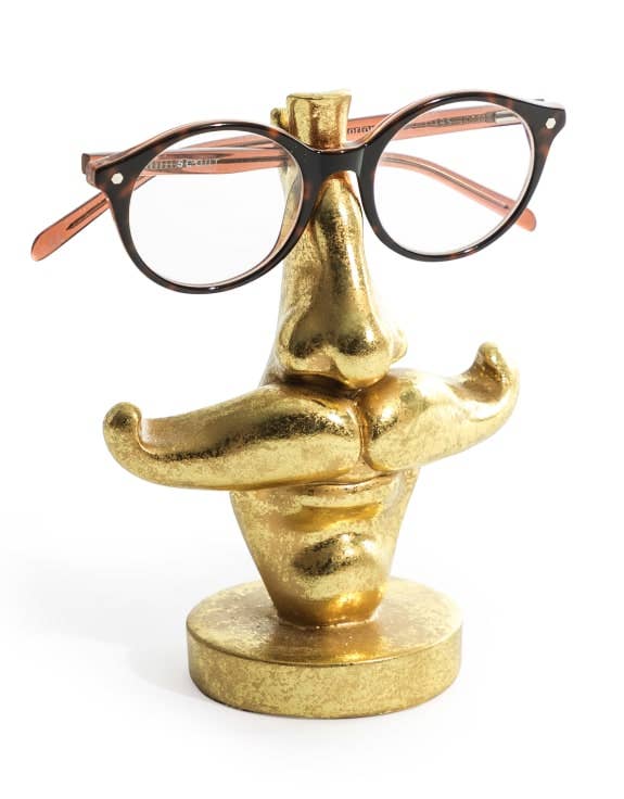 Antique Gold Moustache Glasses Holder