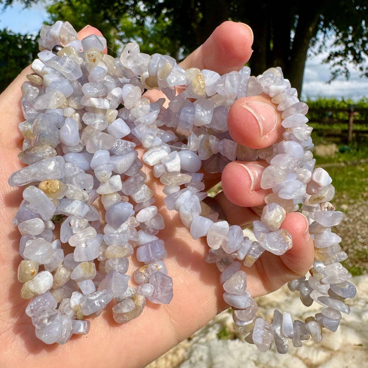 Crystal chip bracelet stretch bracelet gemstone jewelry elf: Rose Quartz