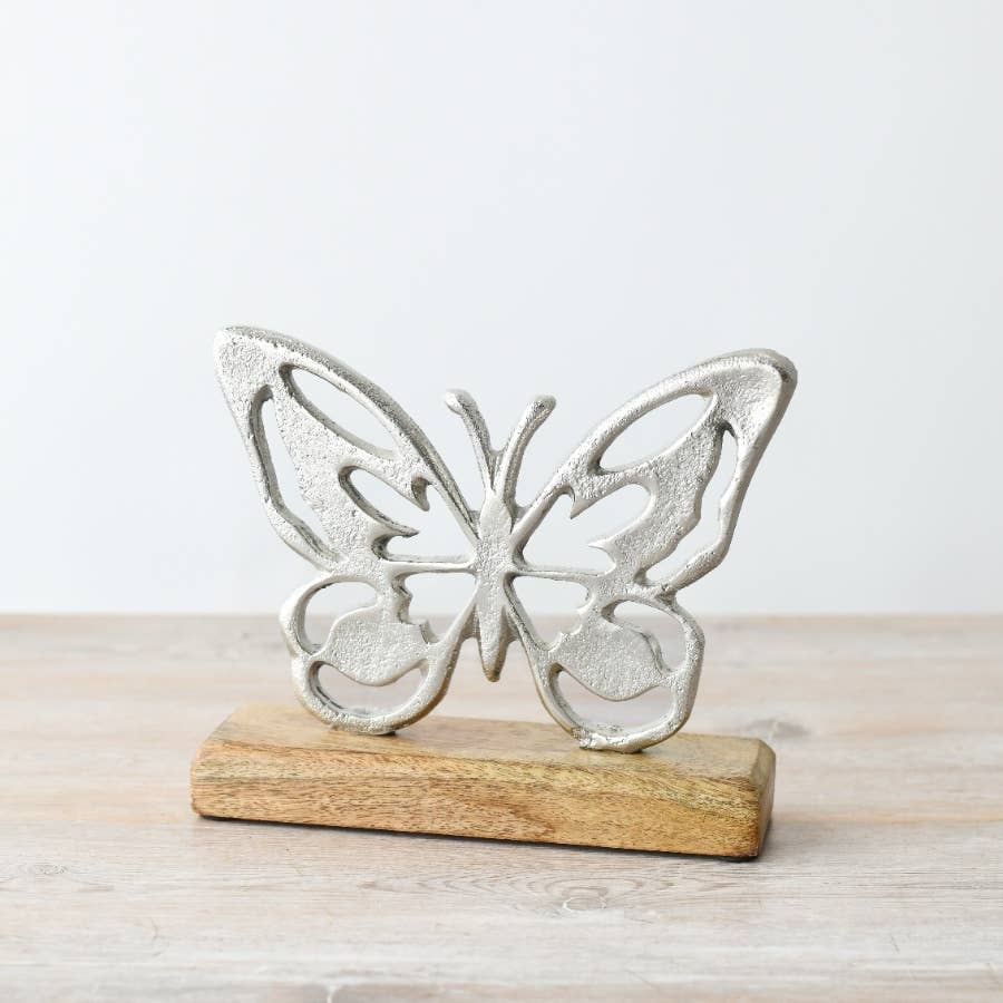 Aluminium Butterfly on Base Ornament, 18cm