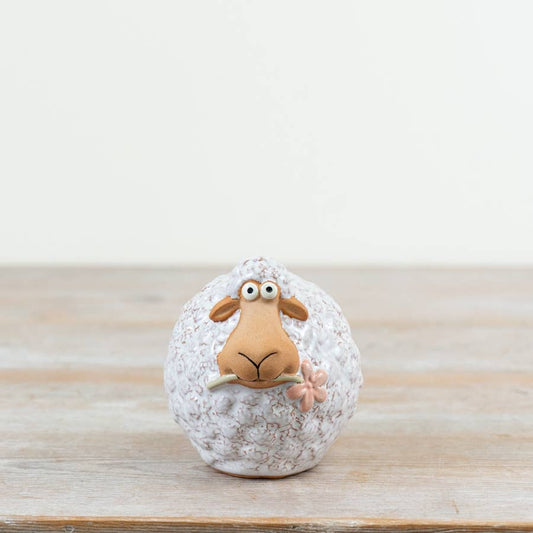 Sheep Deco with Flower, 8.3cm