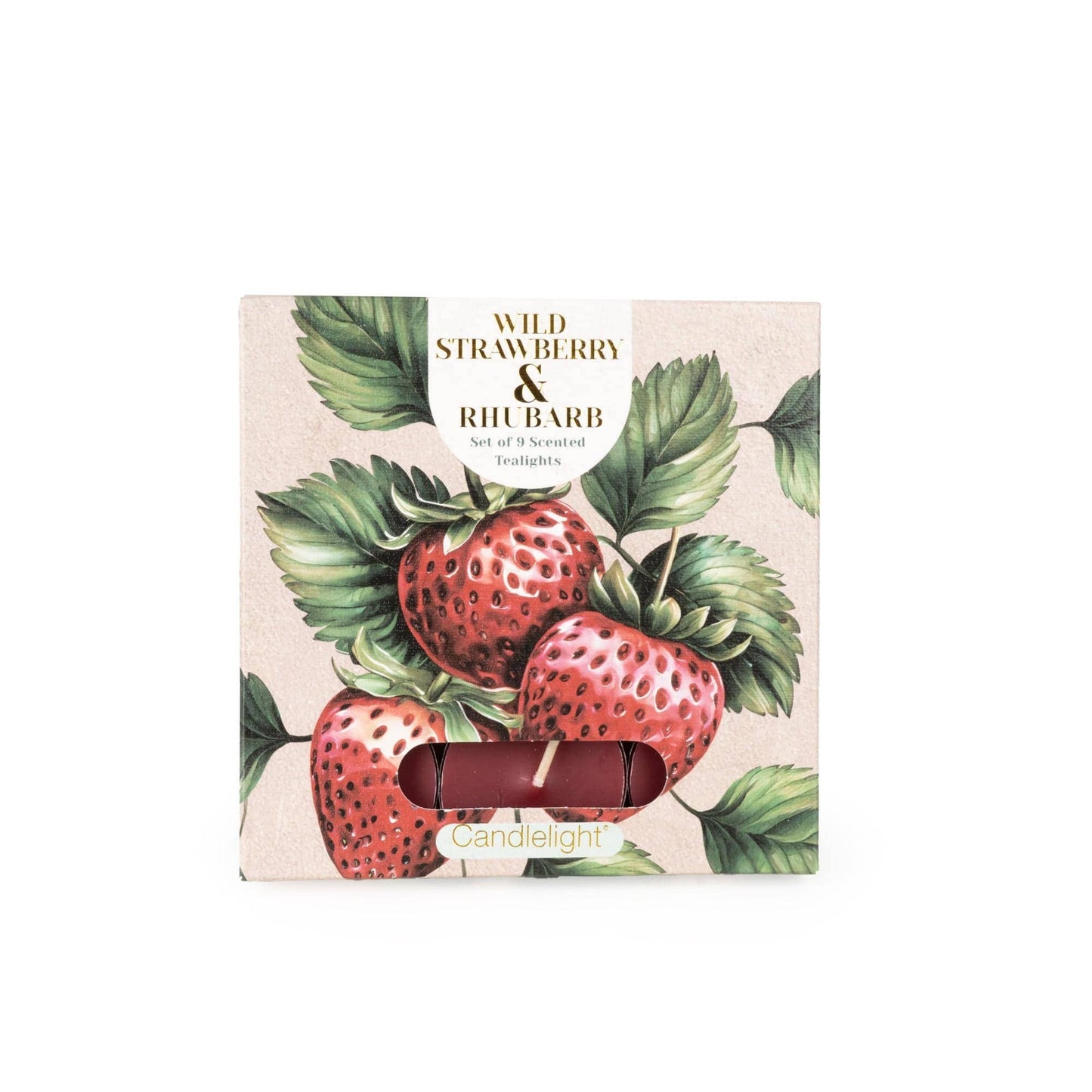 Set of 9 Tealights  -  Wild Strawberry & Rhubarb scent 6PK