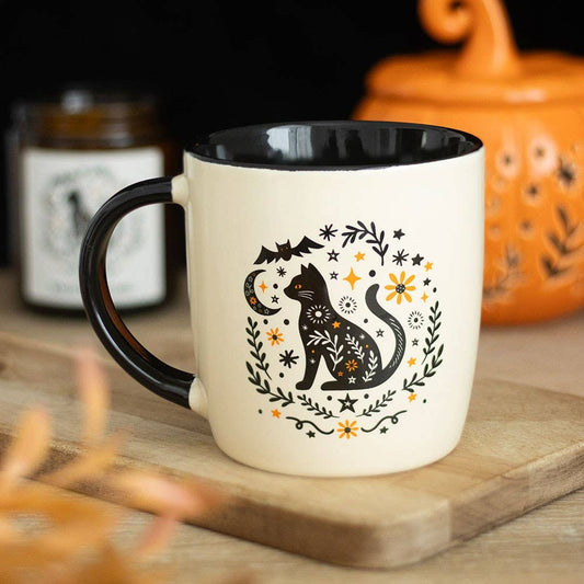 Frightful Folk Black Cat Halloween Mug