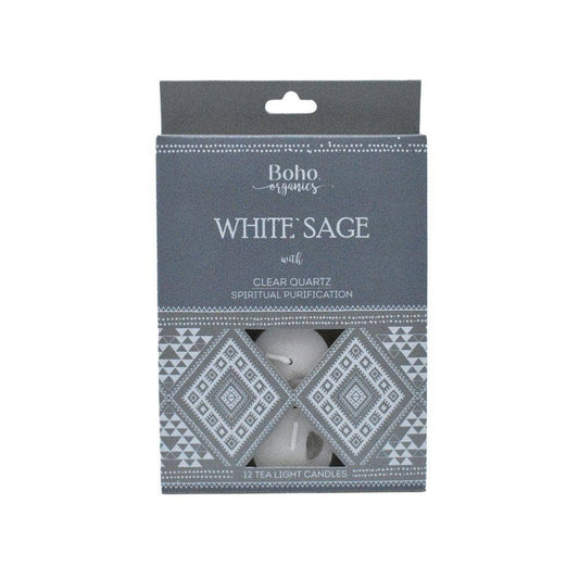 Boho Organics 12 Tea Light Candles White Sage 10g Each
