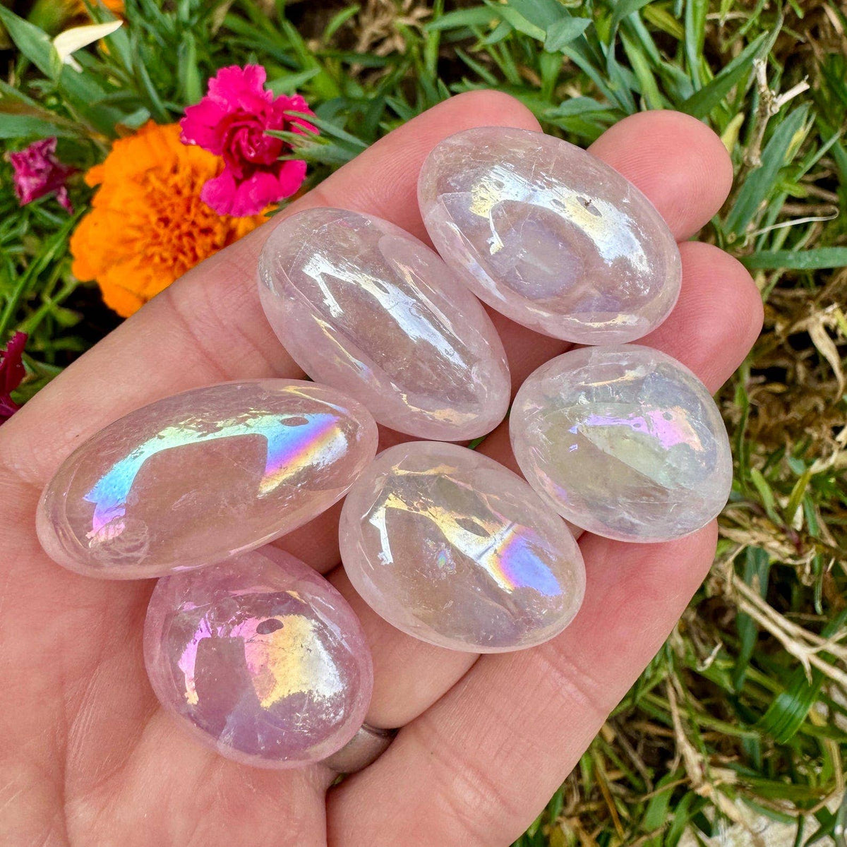 Tumble Rose Aura 15-25mm Rose Aura Quartz pink