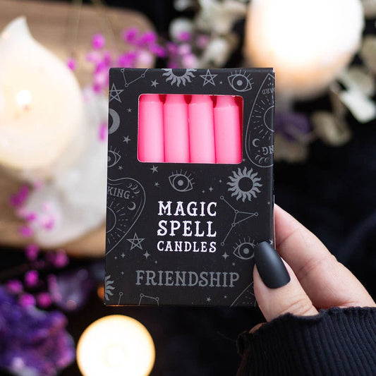 Set of 12 Pink 'Friendship' Magic Spell Candles