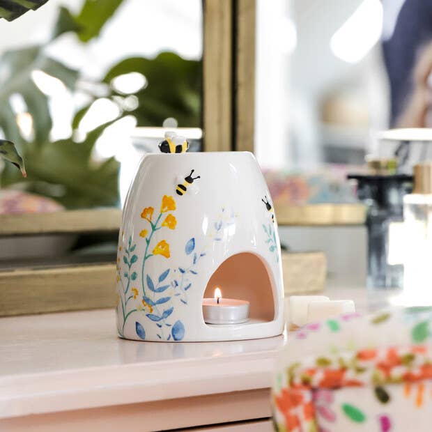 Floral Ceramic Wax Warmer Dusky Pink
