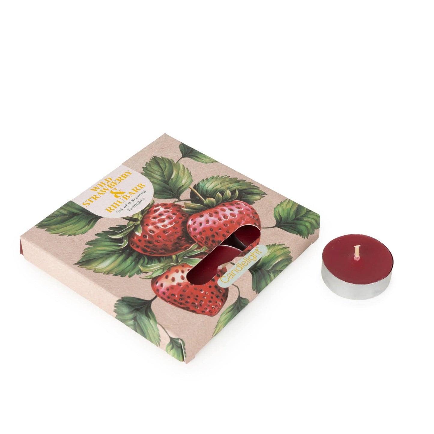 Set of 9 Tealights  -  Wild Strawberry & Rhubarb scent 6PK