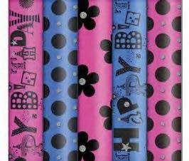 Eco-friendly FSC™ Biodegradable Glitter Party roll wrap 12s: Pink Birthday