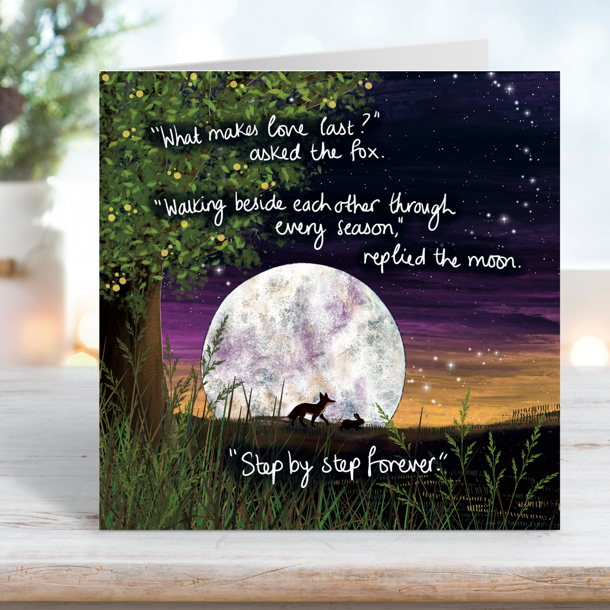 'Step By Step' - Fox Under The Moon Love Card : Naked (no cello wrapping)