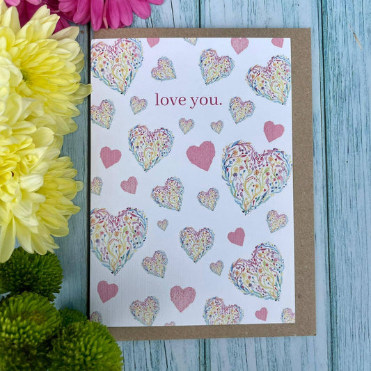 Love you | Eco Friendly Card Colourful Friend Blank Mothers: NAKED