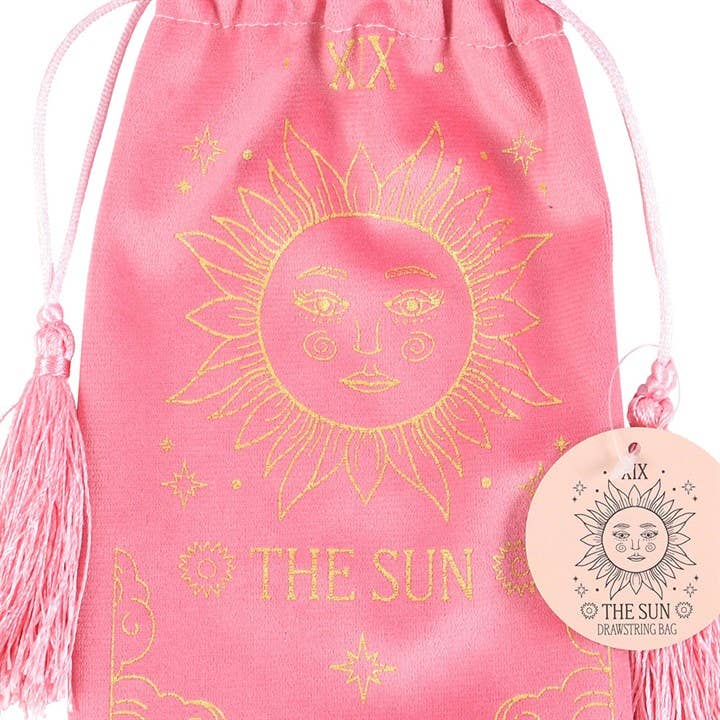 The Sun Vintage Tarot Card Velvet Drawstring Bag
