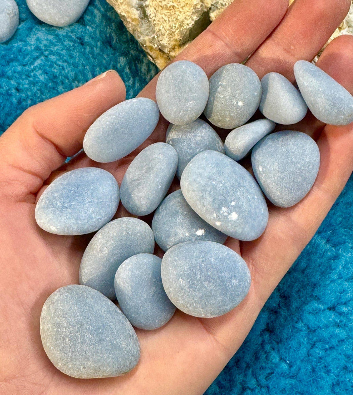 Angelite tumbled stone 10-20mm blue angelite tumble gem elf