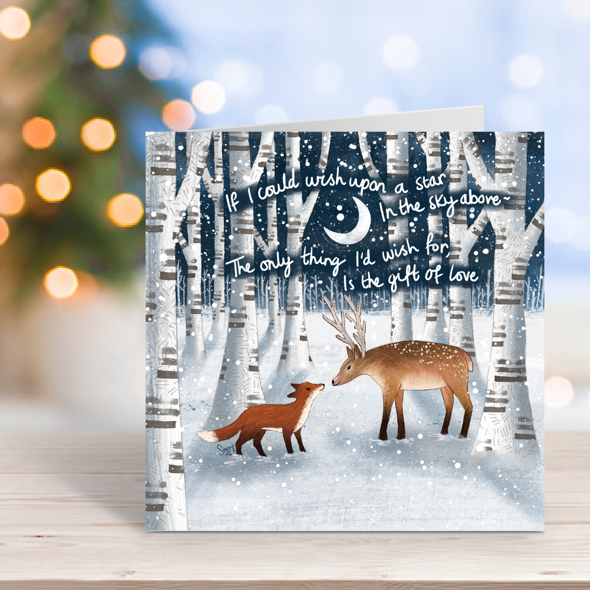 "The Gift Of Love" - Christmas Card by Fox Under The Moon