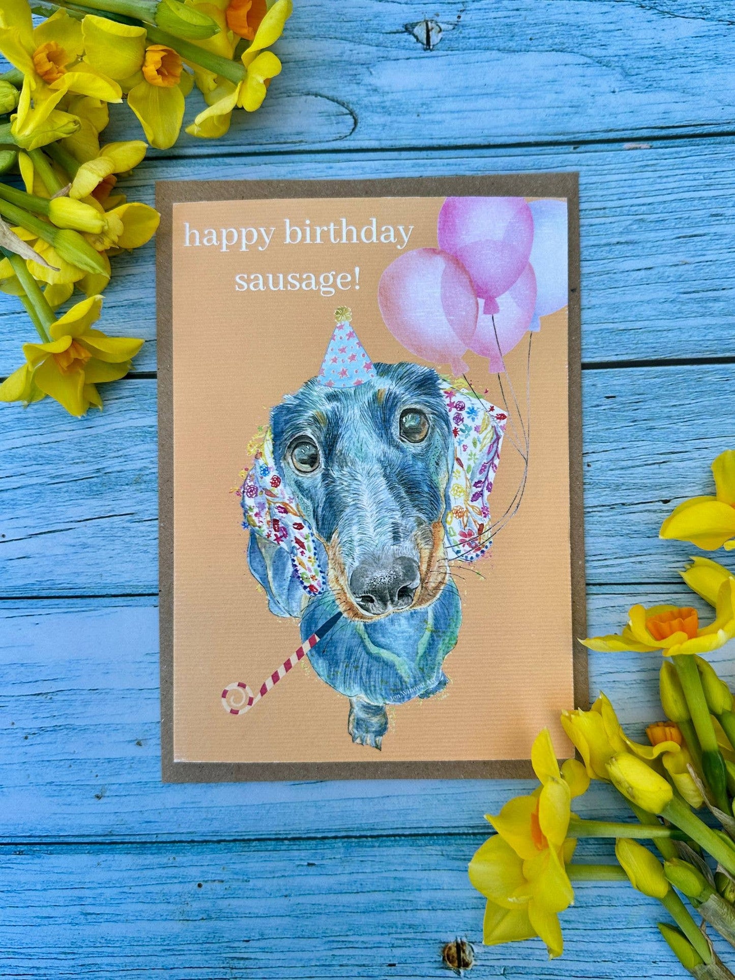 Dachshund Birthday | Dog Eco Friendly Card Cute Colourful  : WRAPPED