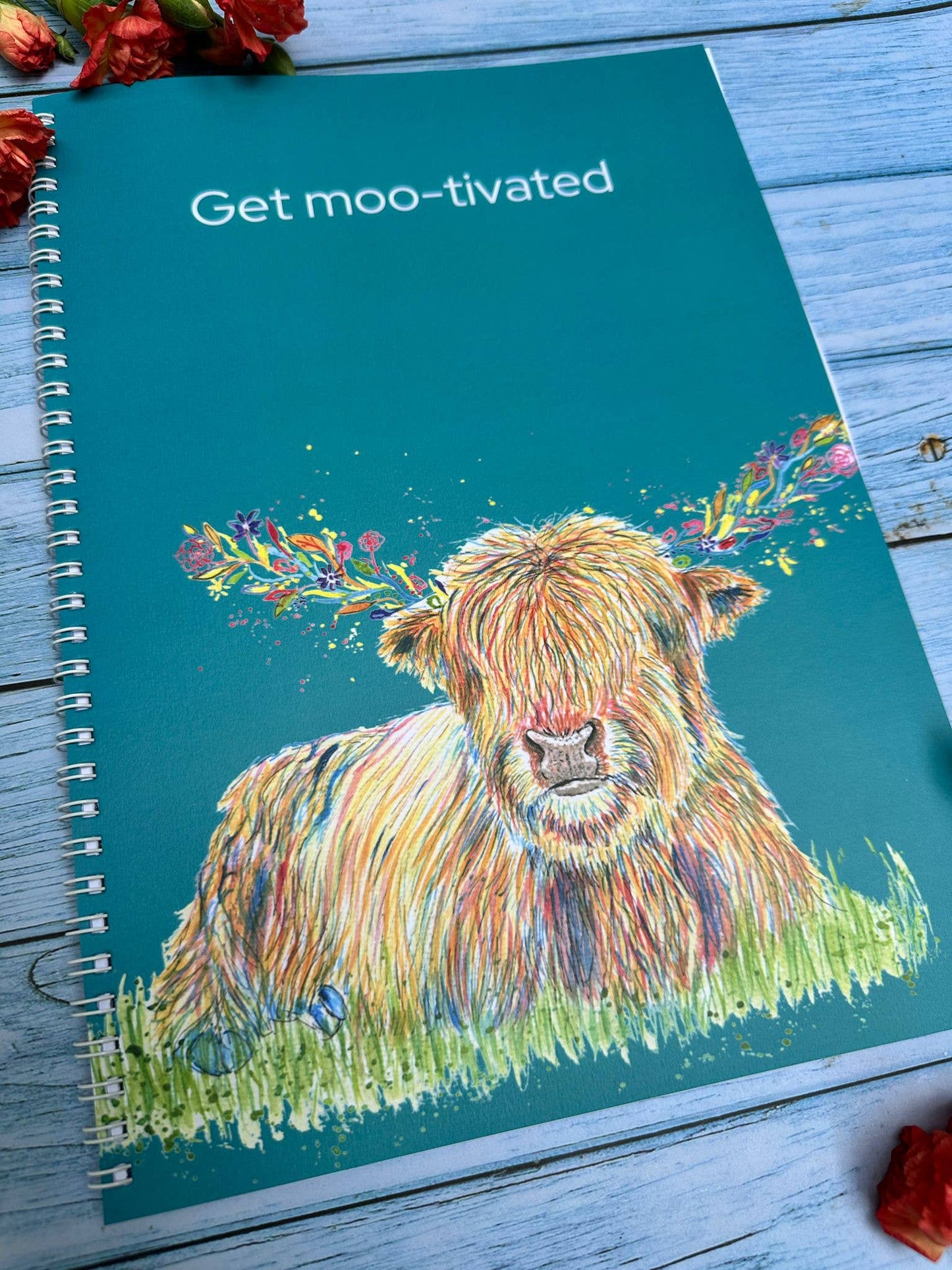 Highland Cow Funny Eco Friendly A4 Notebook UK Made Notepad