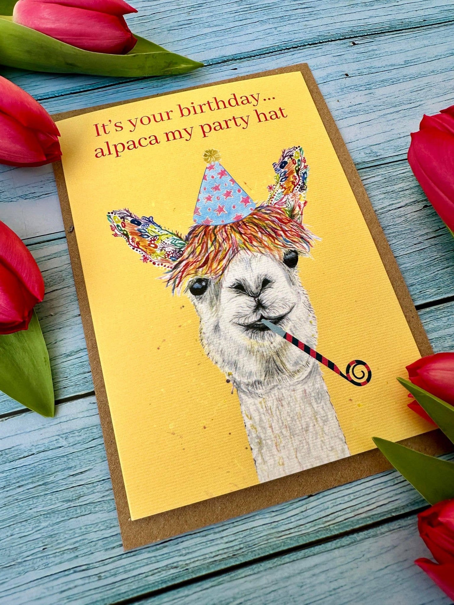 Alpaca Birthday |  Eco Friendly Card Cute Colourful Farm: NAKED