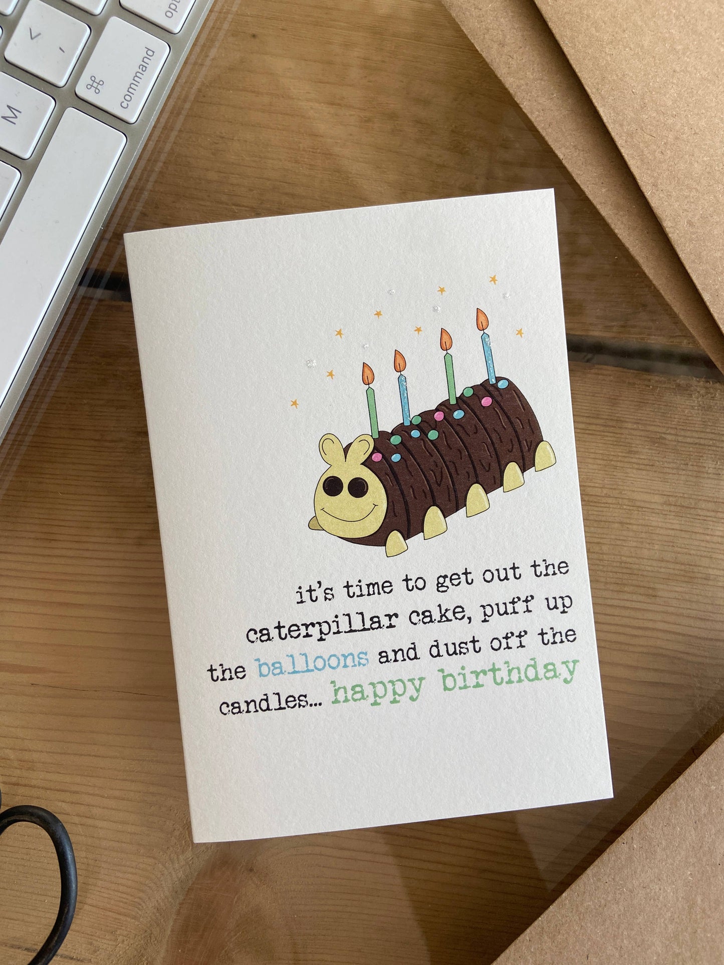 Caterpillar Cake - Humorous Greetings Card