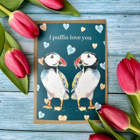 I Puffin Love You | Eco Friendly Card Cute Colourful: NAKED