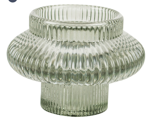 Glass Candleholder Duo Mist