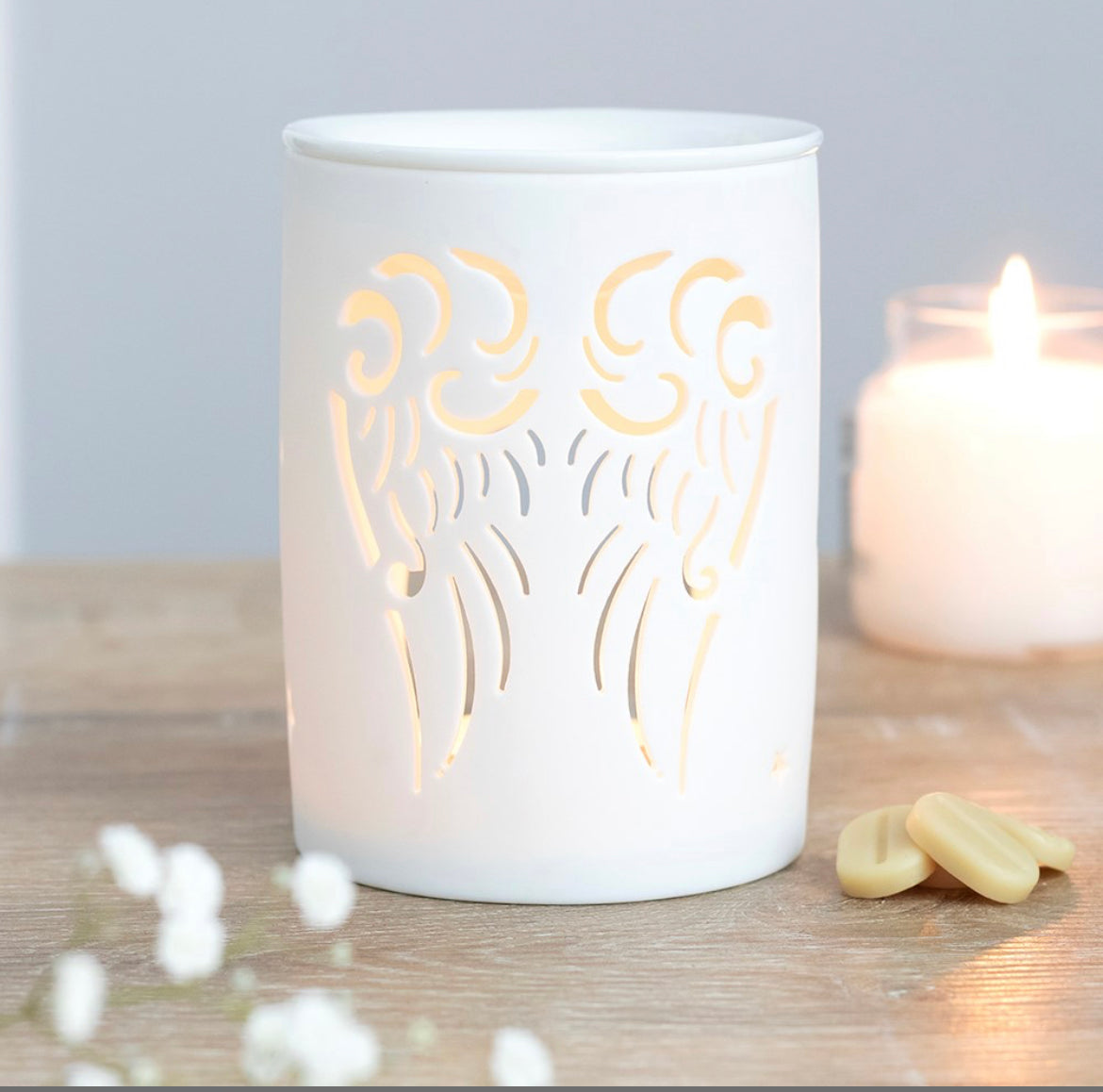 White Angels Wings Cut Out Oil Burner