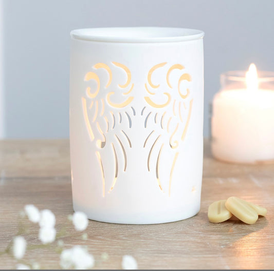 White Angels Wings Cut Out Oil Burner